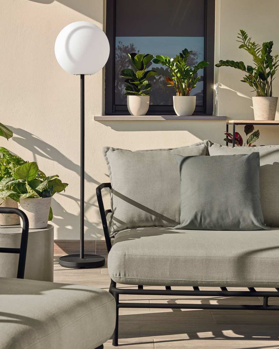 Mareluz 3 seater sofa in black steel, 197 cm