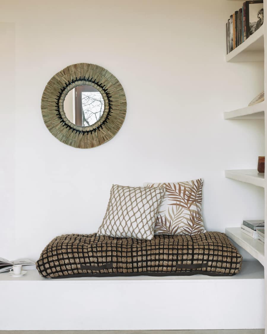 Adelma jute and cotton floor cushion and pallet in black and neutral 60 x 120 cm