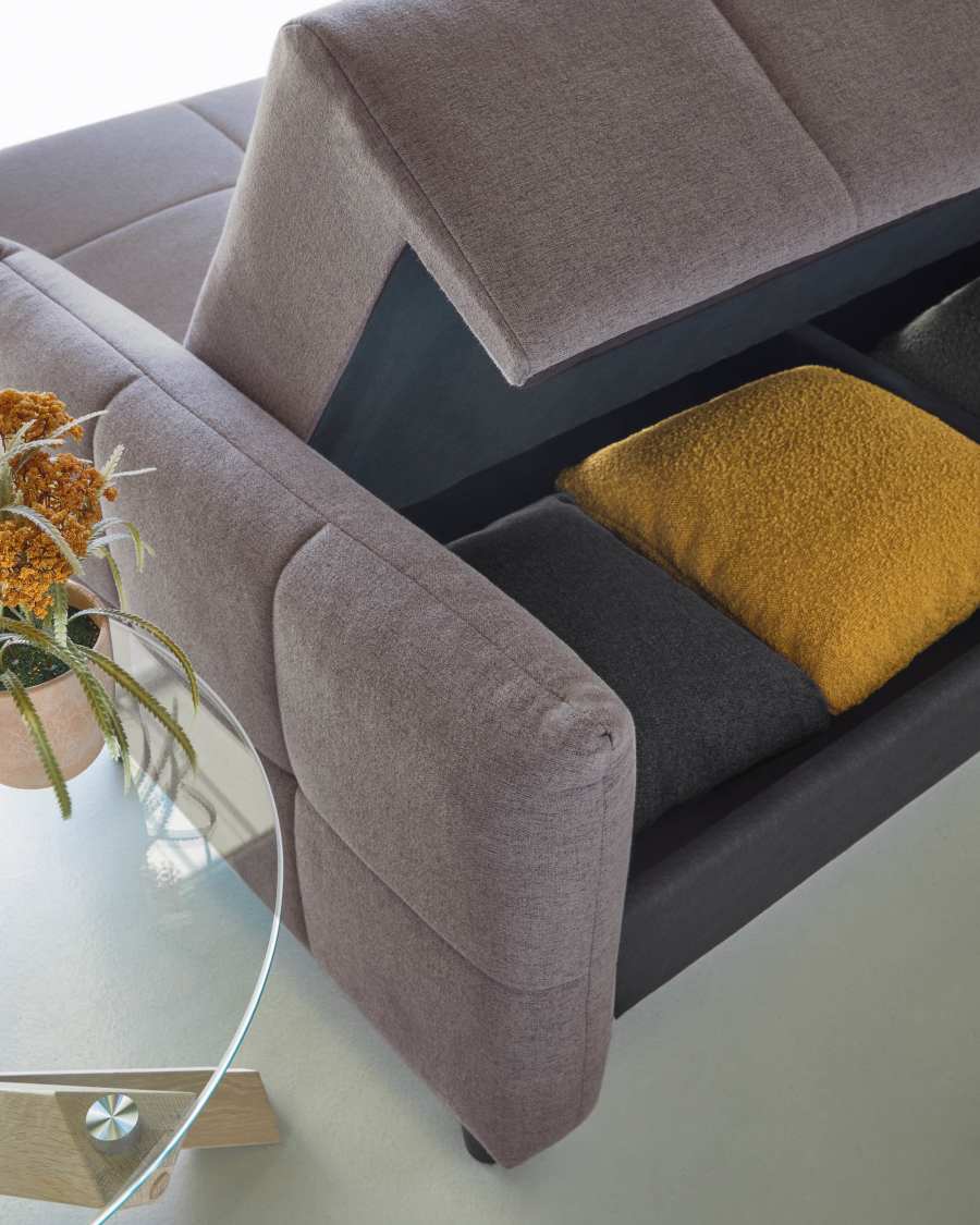 Nury 3 seater sofa bed in grey, 205 cm