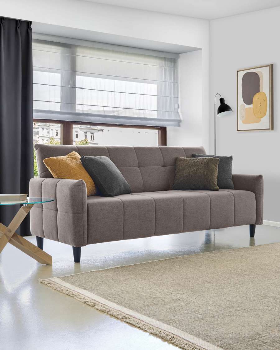 Nury 3 seater sofa bed in grey, 205 cm