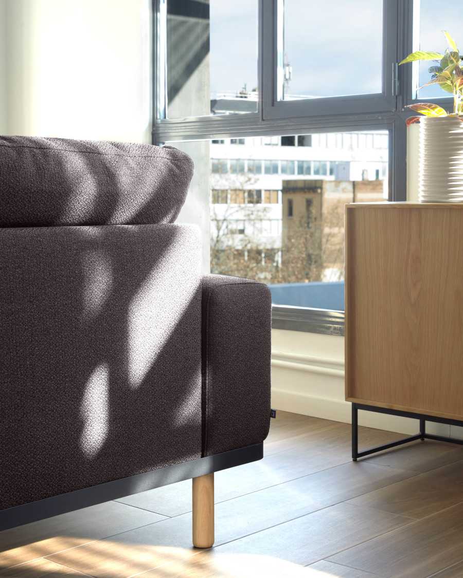 Noa 3-Sitzersofa mit Kissen grau und Beinen Natur 230 cm