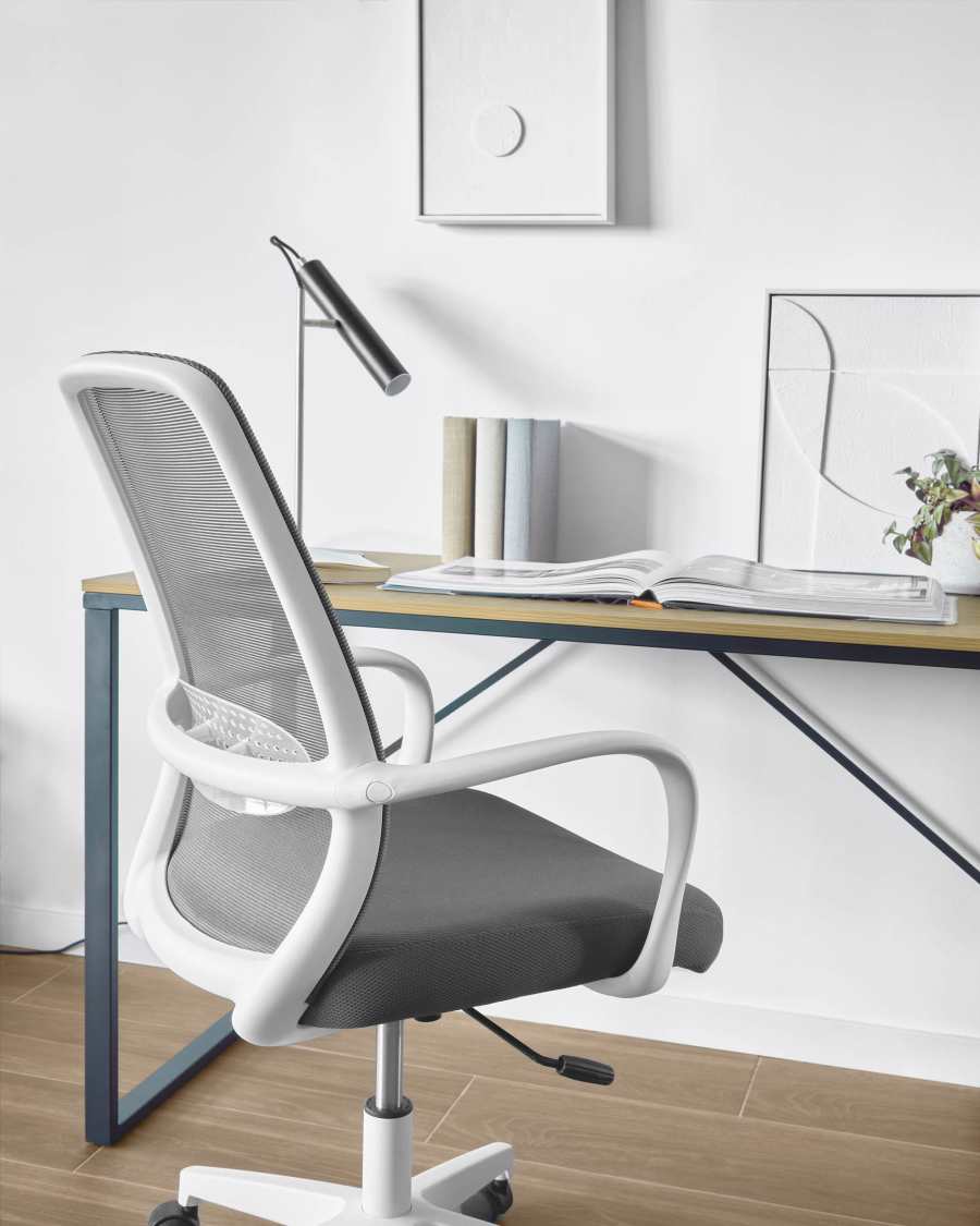Melva office chair in grey and legs made of steel in white