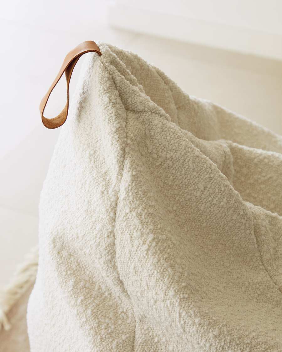 Pouf Vicka effetto shearling bianco Ø 70 cm