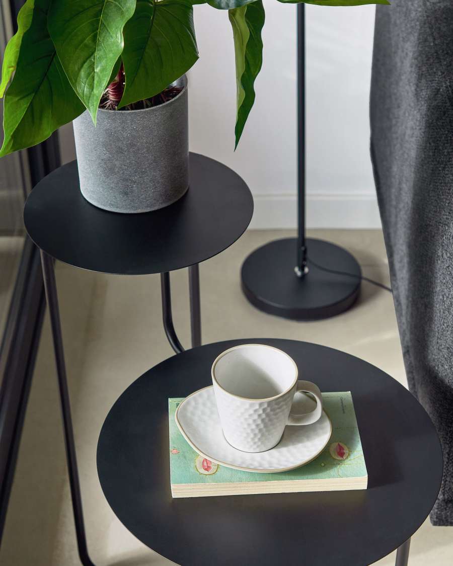 Vidalita round black metal side table 56,5 x 35 cm