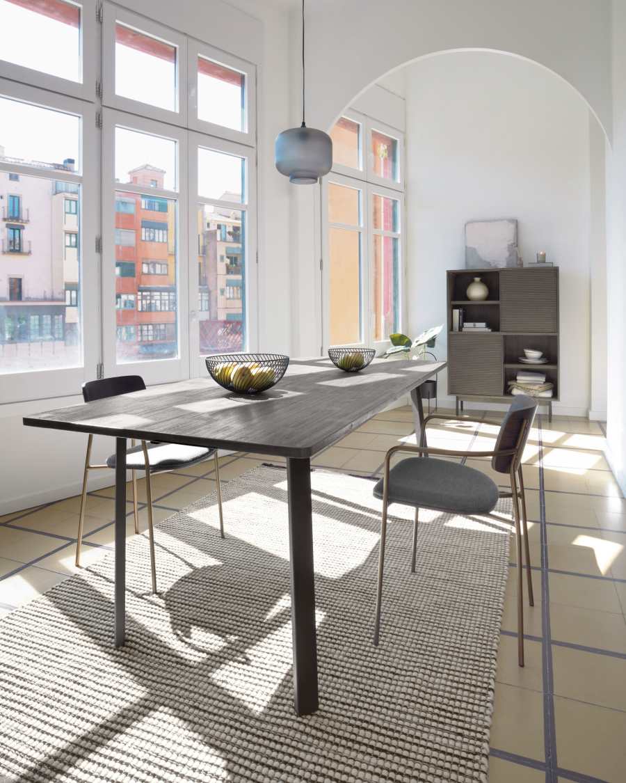 Grey Indiann extendable table in solid acacia wood 160 (220) x 75 cm