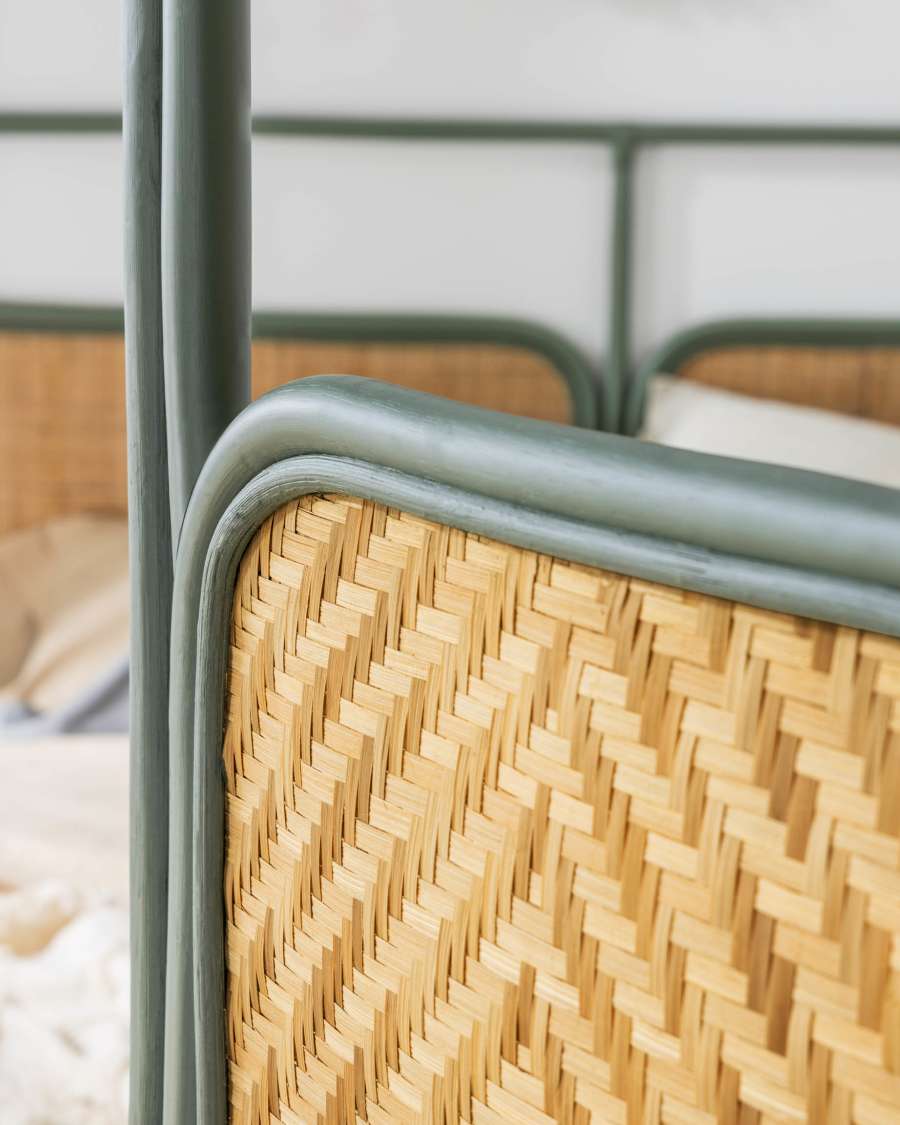 Paravento Margaret in rattan naturale e color verde 165 x 180 cm