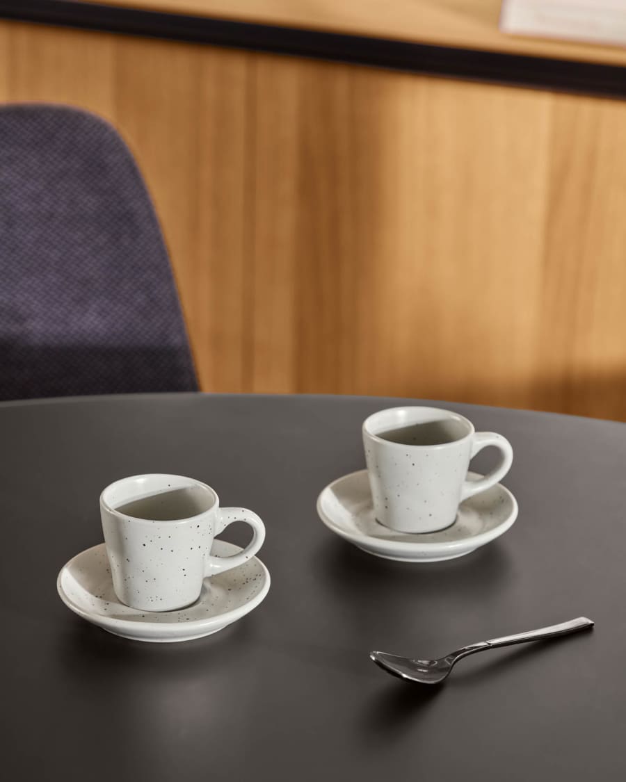 Aratani ceramic coffee cup and saucer light grey