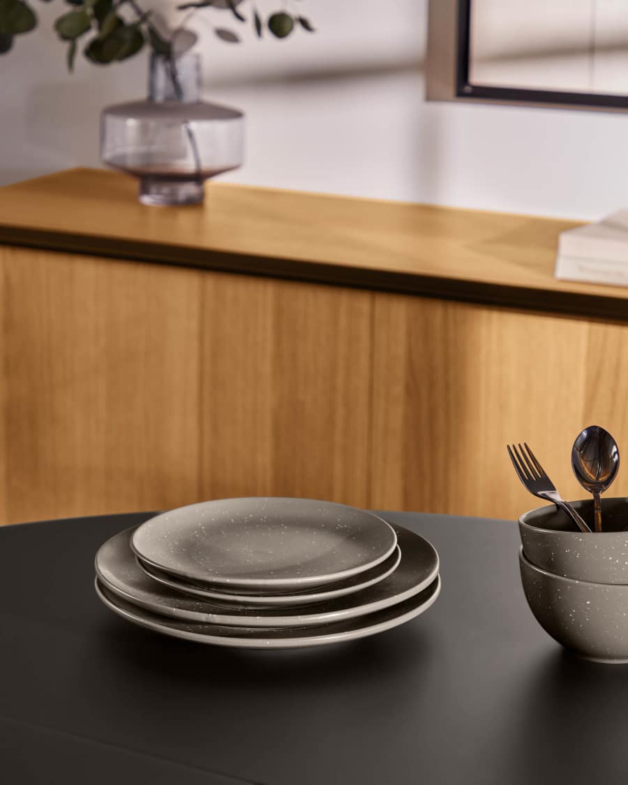 Aratani flacher Teller aus Keramik dunkelgrau