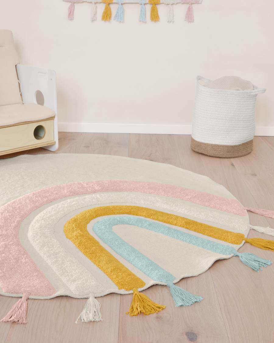 Thaide cotton multicoloured circular rug Ø 100 cm