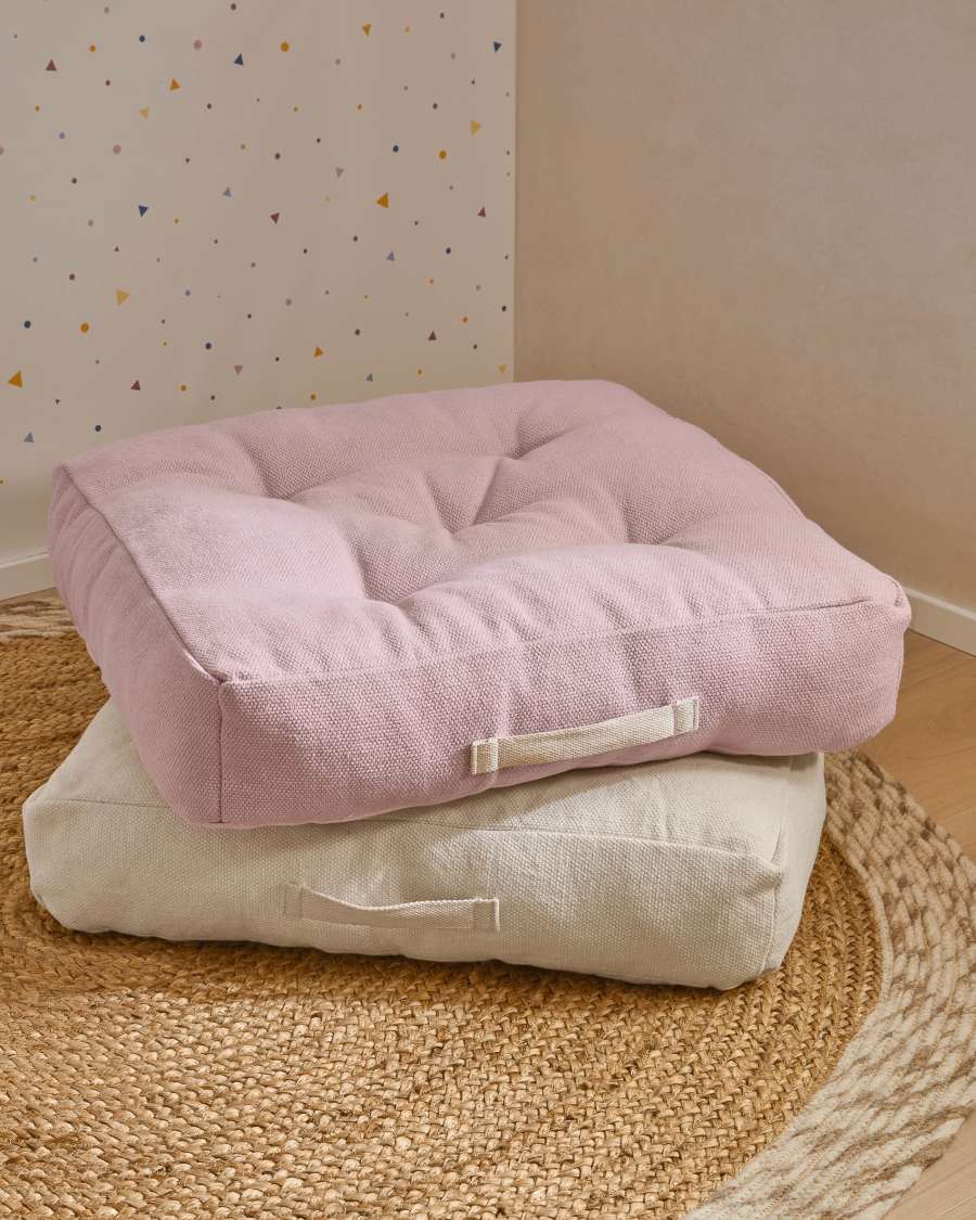 Coussin de sol Sarit 100% coton rose 60 x 60 cm