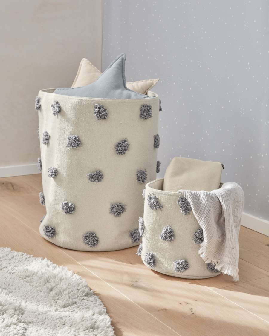 Khrista Korb, klein, 100% Baumwolle, grau