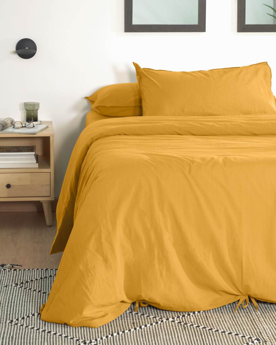 Ibelis mustard yellow bedding set 135 x 190 cm organic cotton (GOTS)