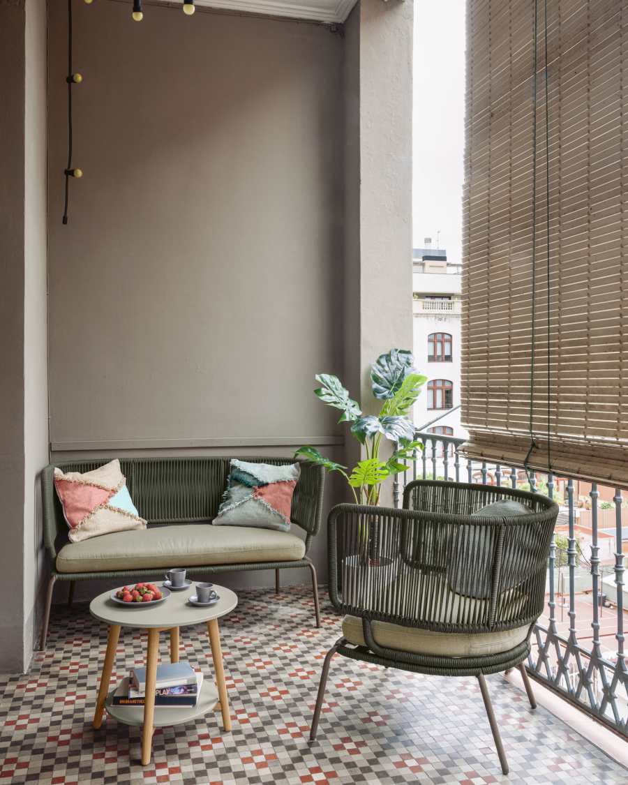 Divano Nadin 2 posti in corda verde e acciaio zincato 135 cm