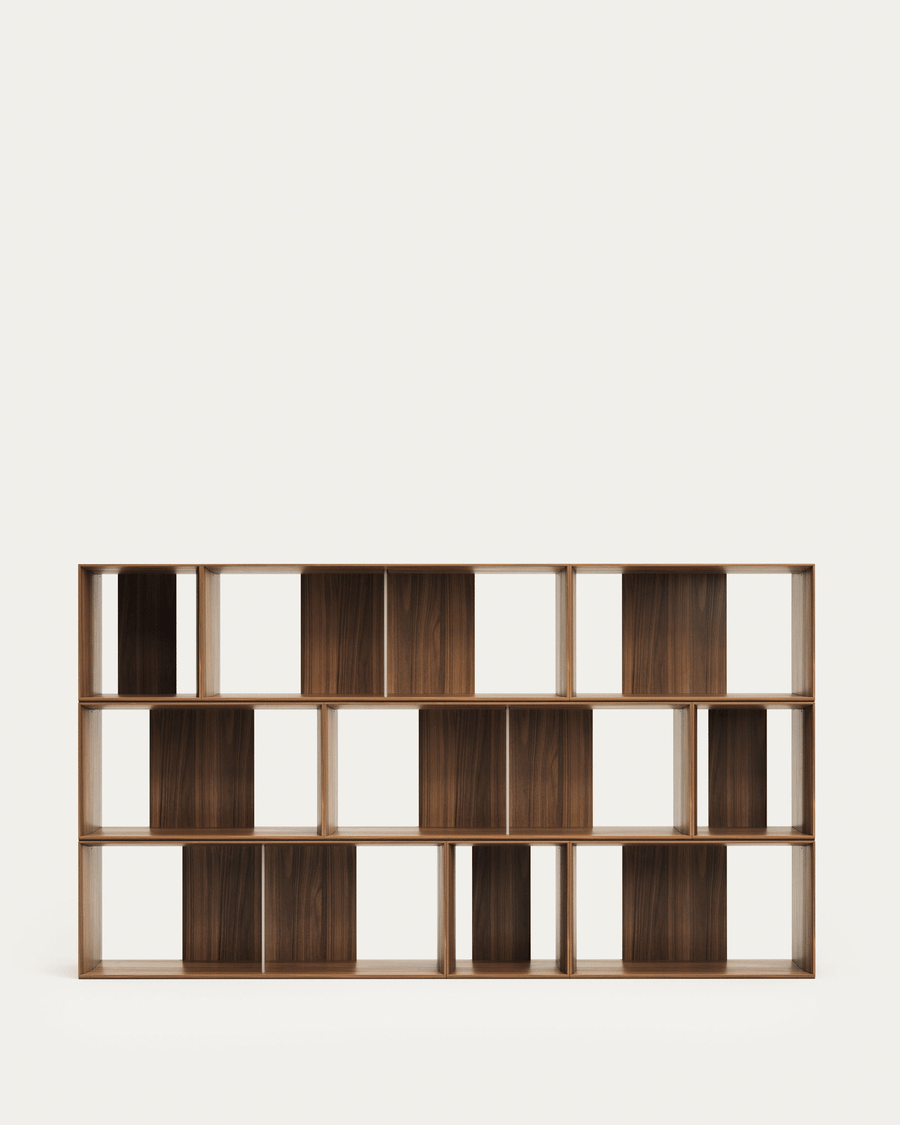 Set Litto di 9 ripiani modulari impiallacciati noce 202 x 114 cm