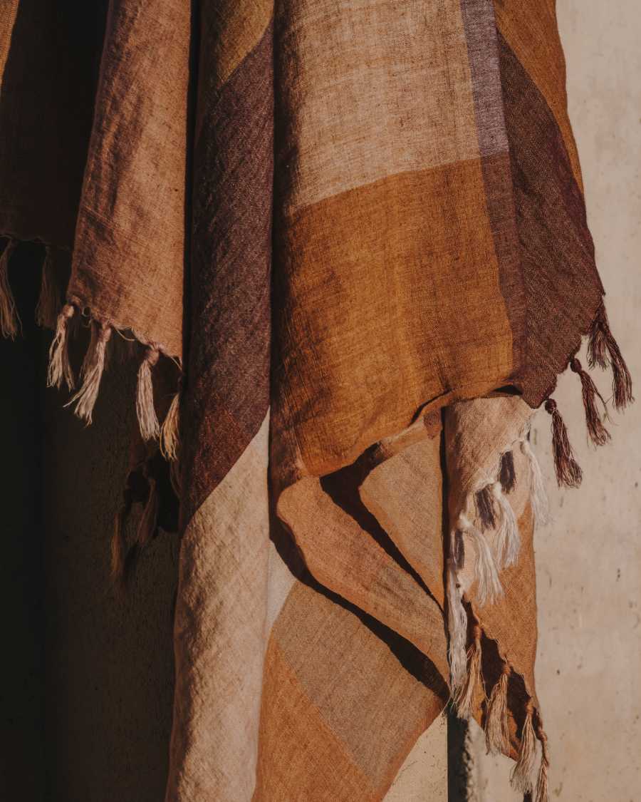 Calonge Decke 100% Leinen kariert bunt 130 x 170 cm