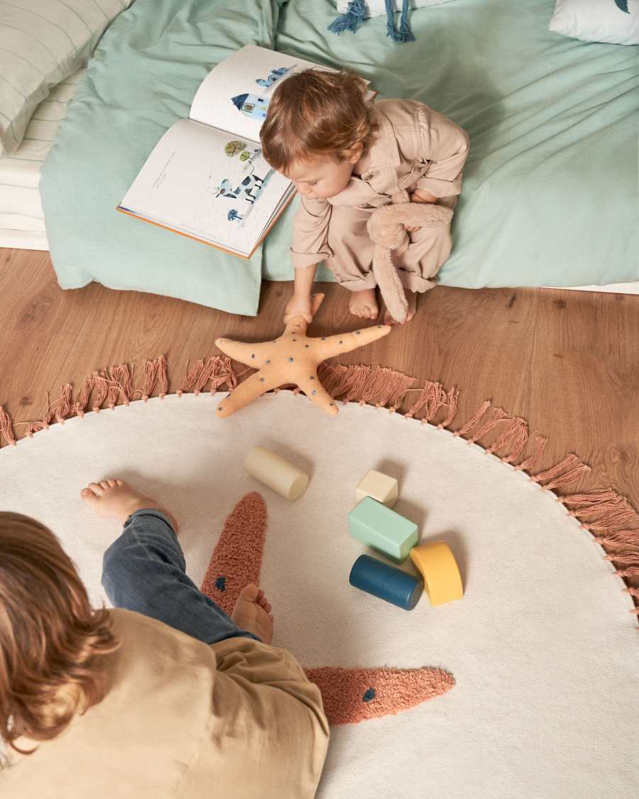 Cordelia starfish shaped cushion, 100% cotton in orange