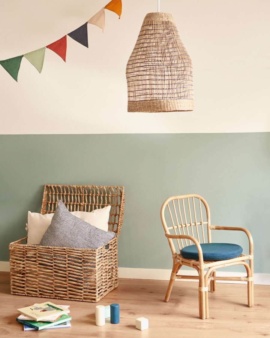 Abat-jour pour suspension Casavells fibres naturelles finition naturelle et bleue Ø 35 cm