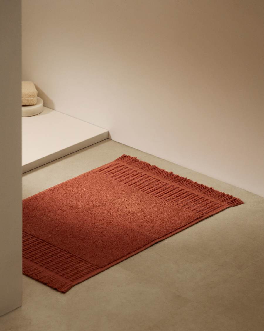 Veta 100% cotton bath mat in terracotta, 40 x 60 cm