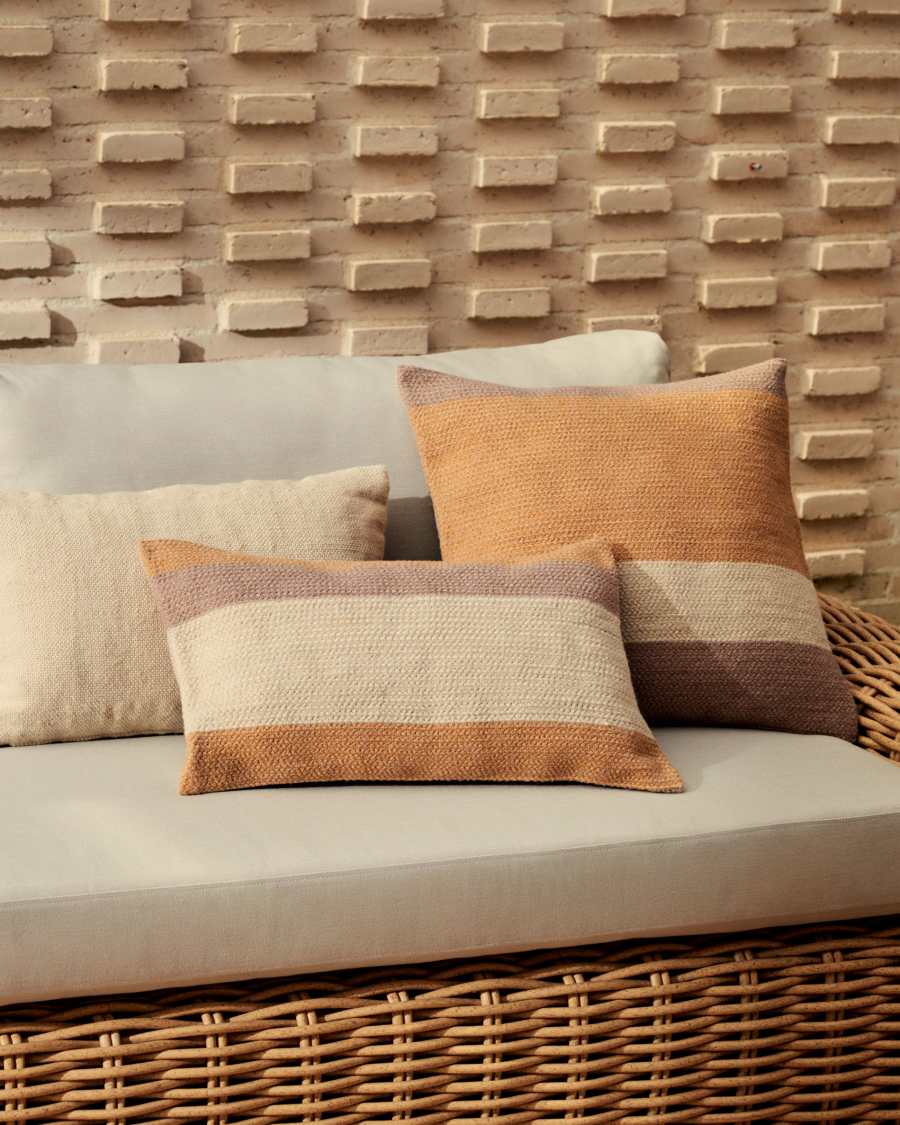 Kussenhoes Leeith 100% PET veelkleurig gestreept kussen 30 x 50 cm