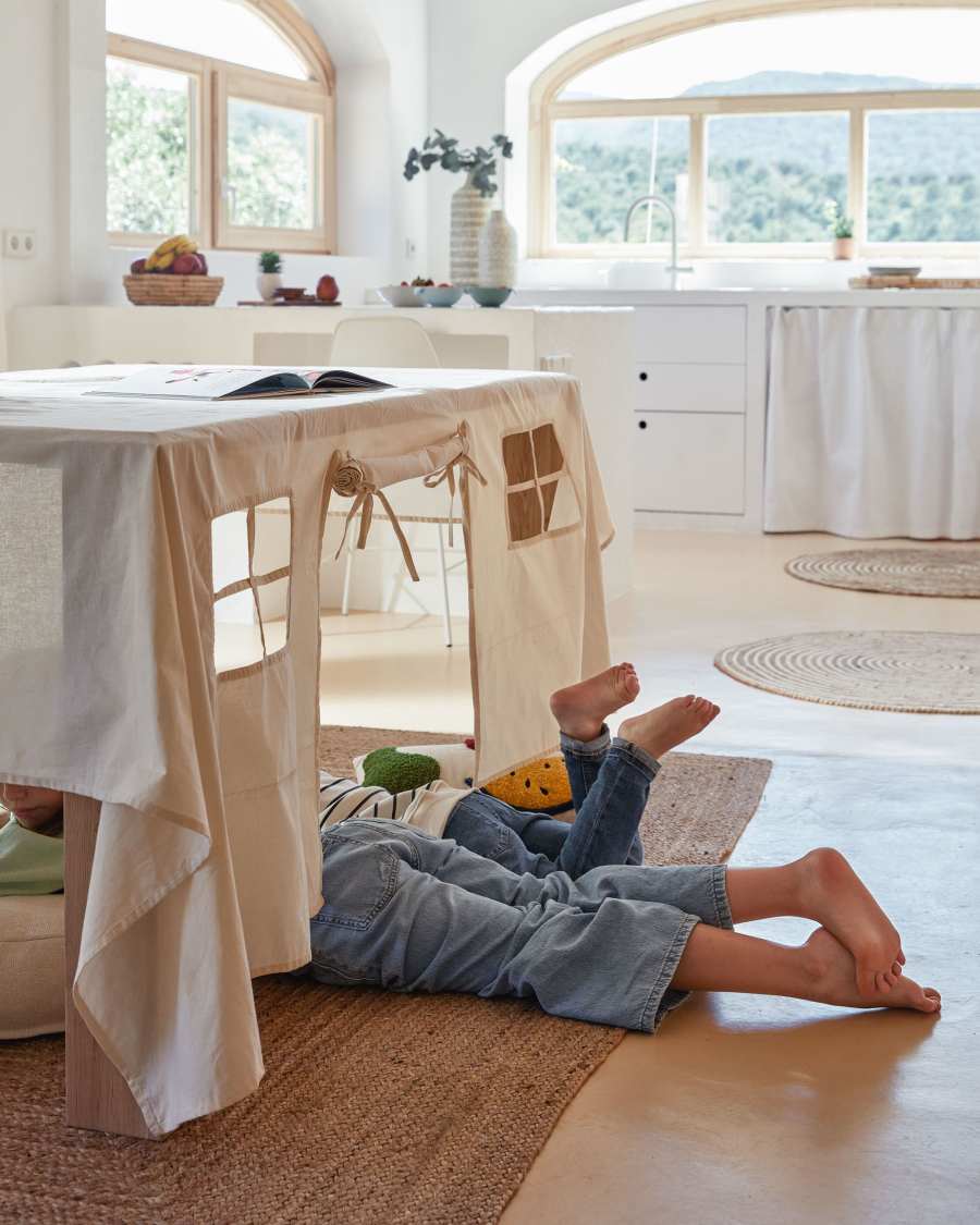 Temis 100% katoenen speelhuisje met hoes in wit 230 x 210 cm