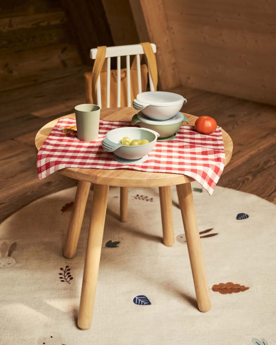 Taula infantil rodona Dilcia de fusta massissa de cautxú Ø 55 cm