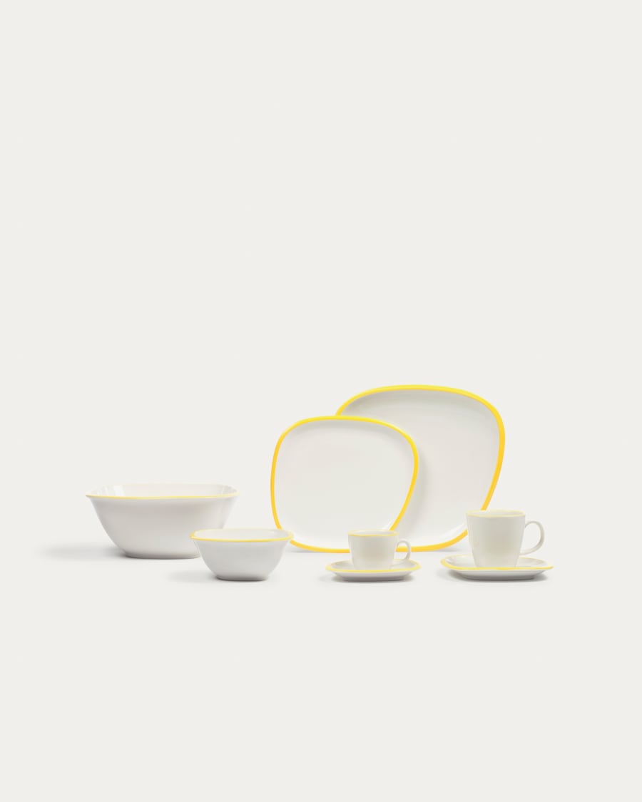 Odalin large porcelain bowl in yellow and white