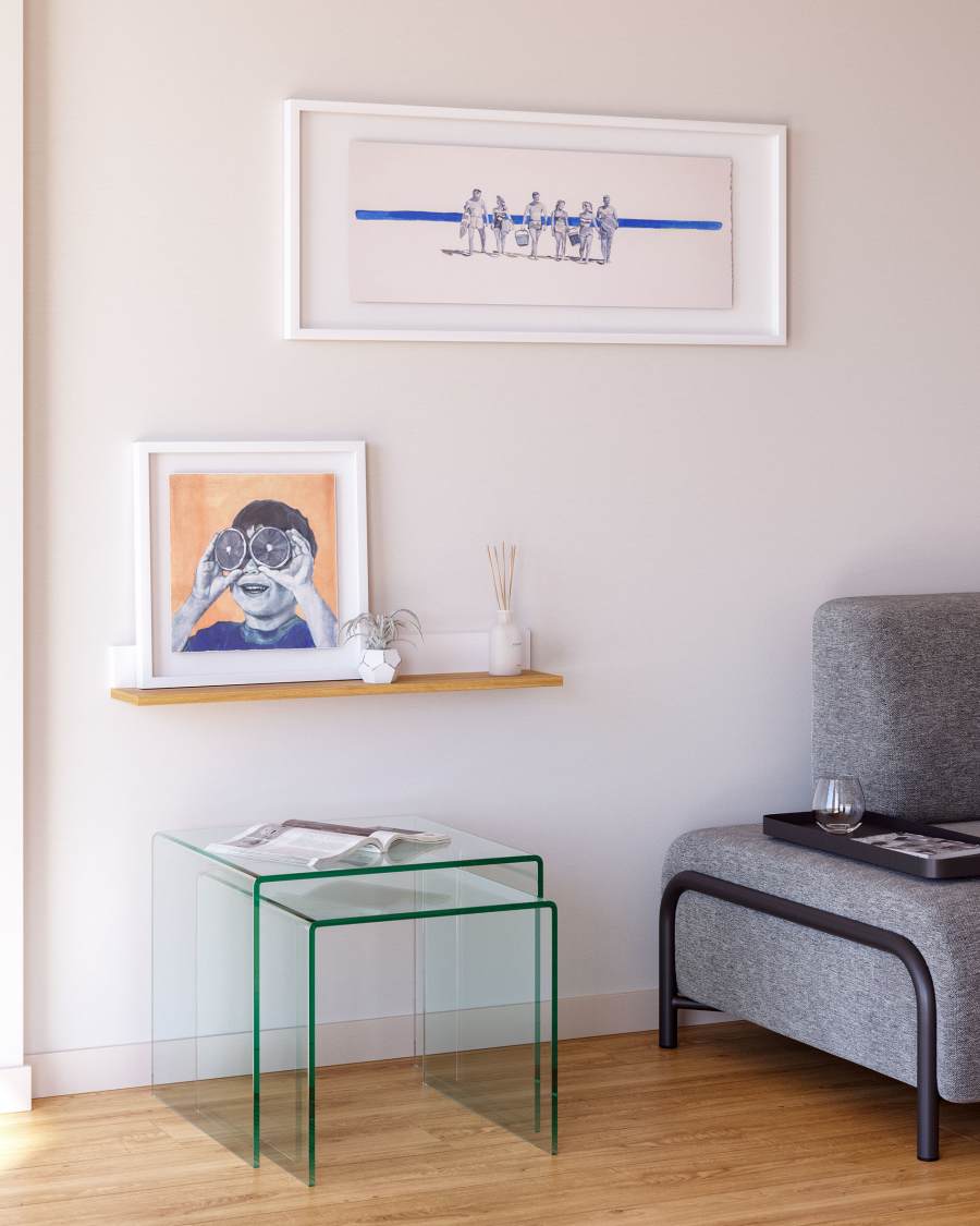 Ensemble Burano de 2 tables gigognes en verre