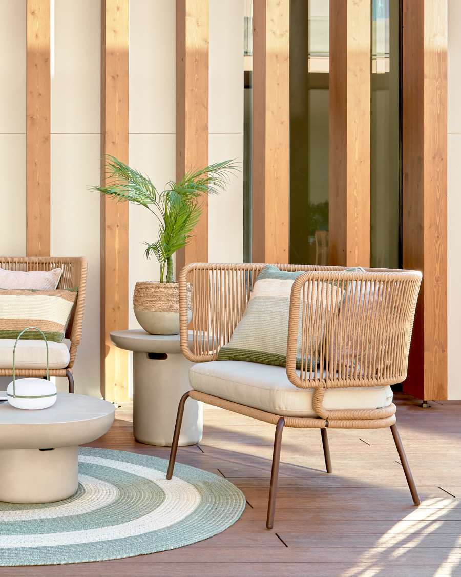 Housse de coussin Leeith 100% PET vert à rayures 45 x 45 cm