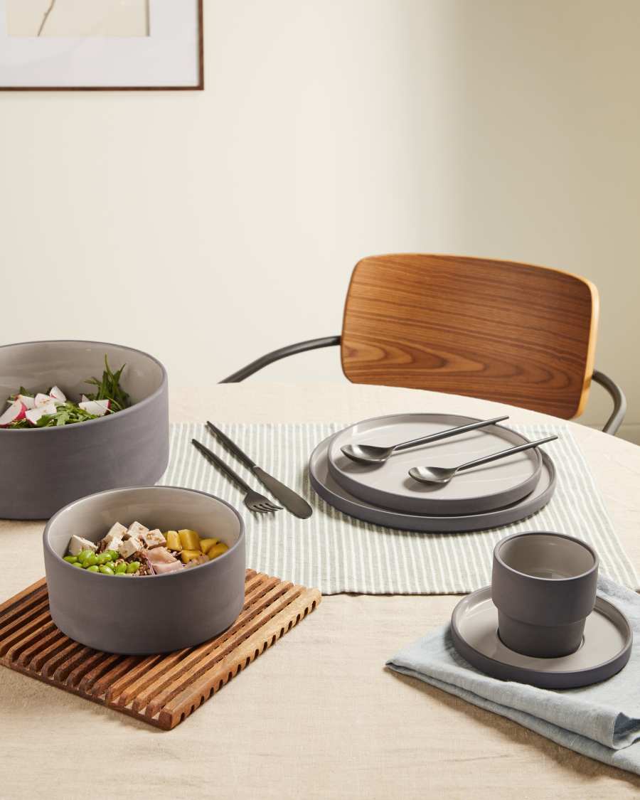 Tazza grande Thianela di porcellana grigia