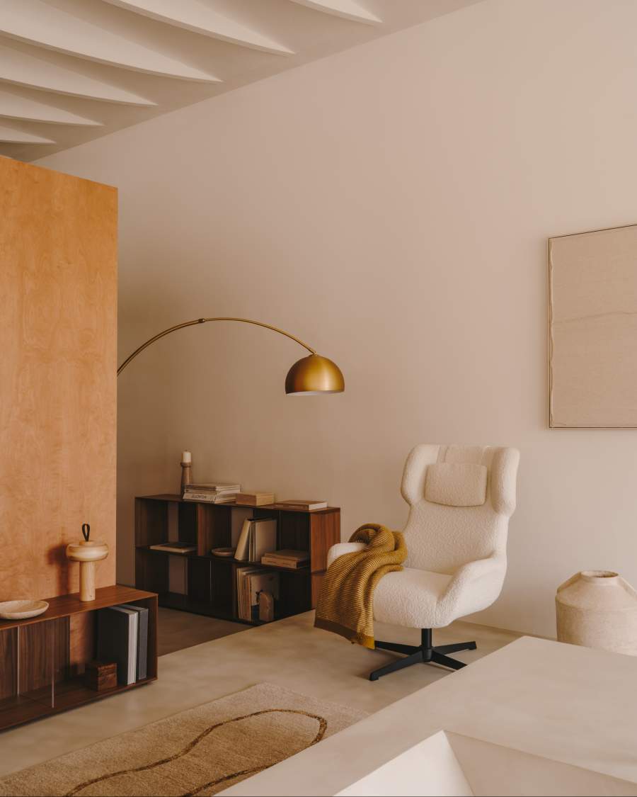 Madali metal floor lamp with brass and white marble finish UK