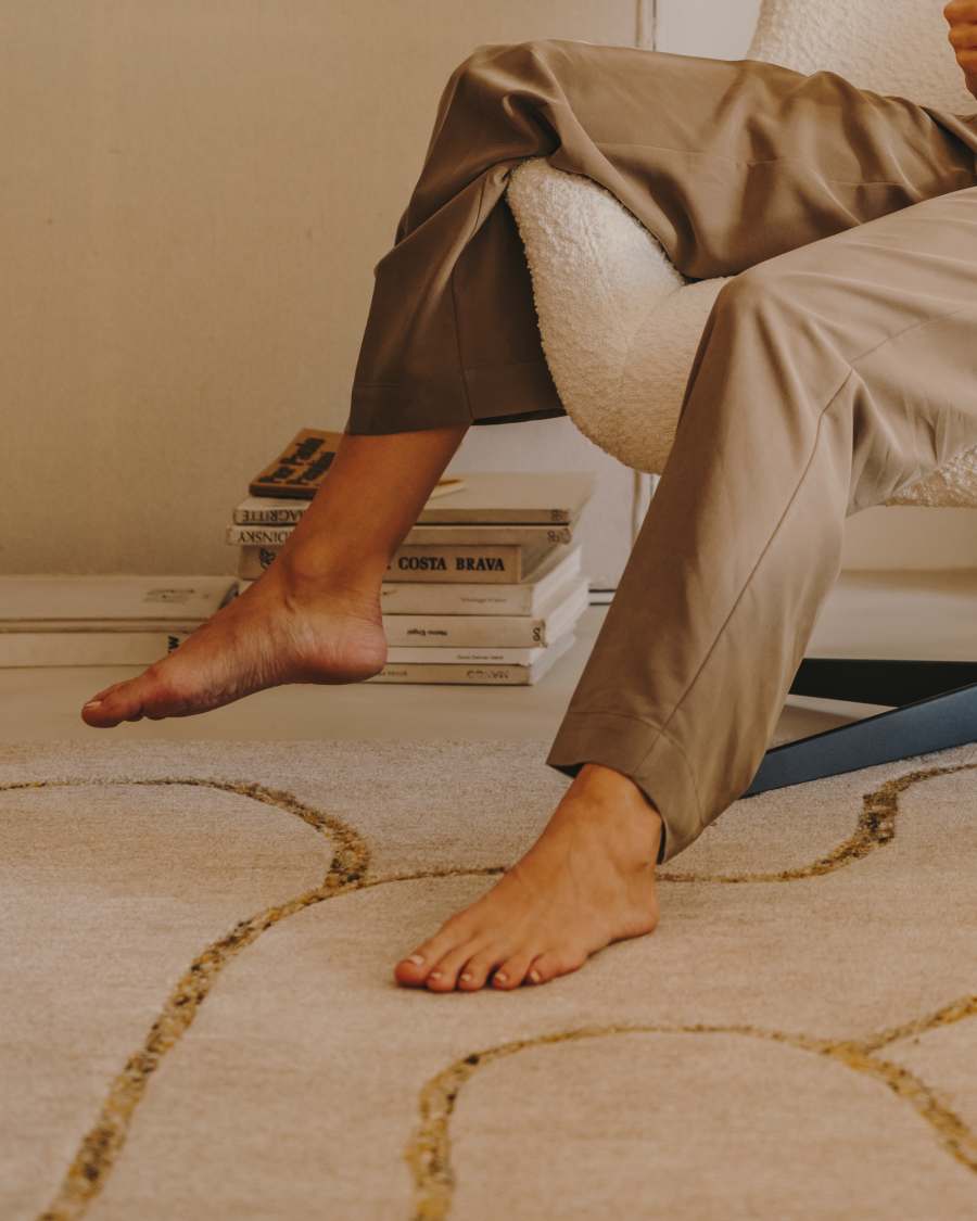 Catifa Magin de llana beix i mostassa 160 x 230 cm