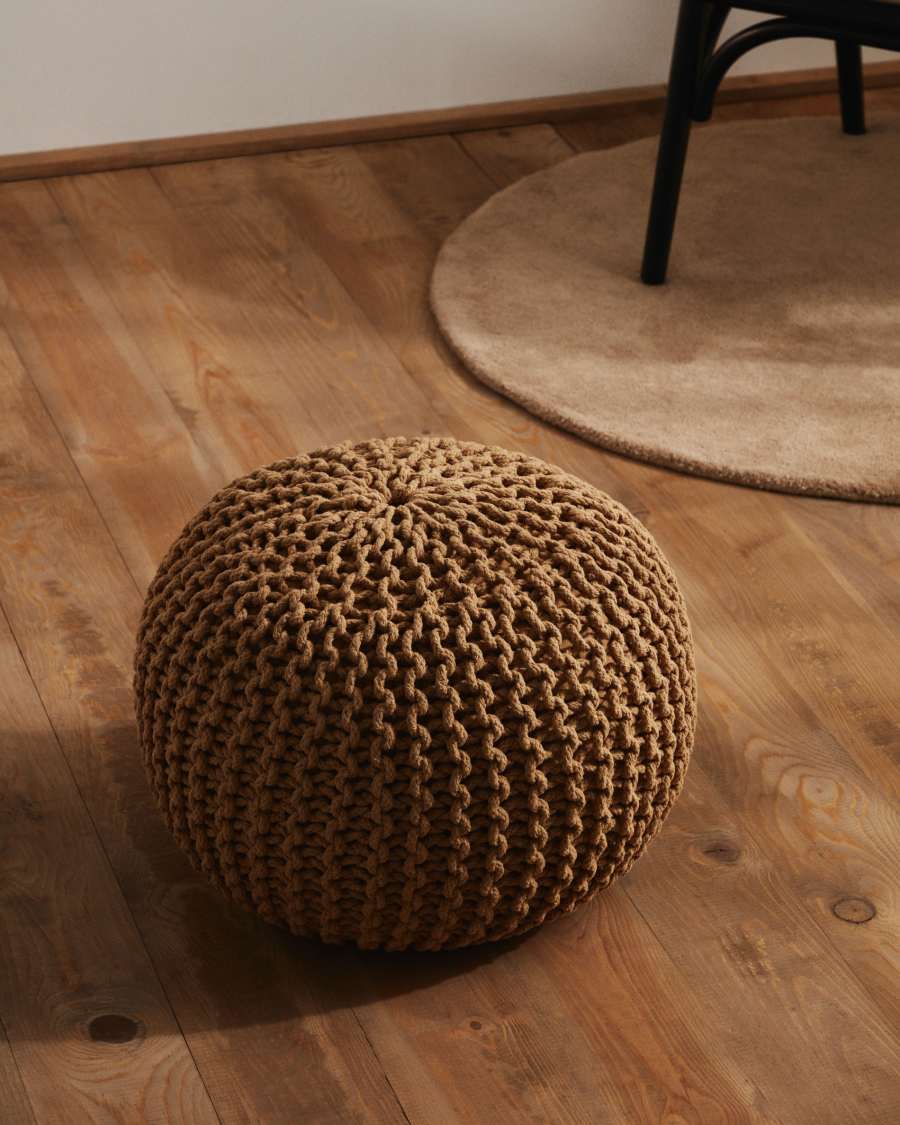 Pouf rotondo Chloe 100% cotone senape Ø 50 cm