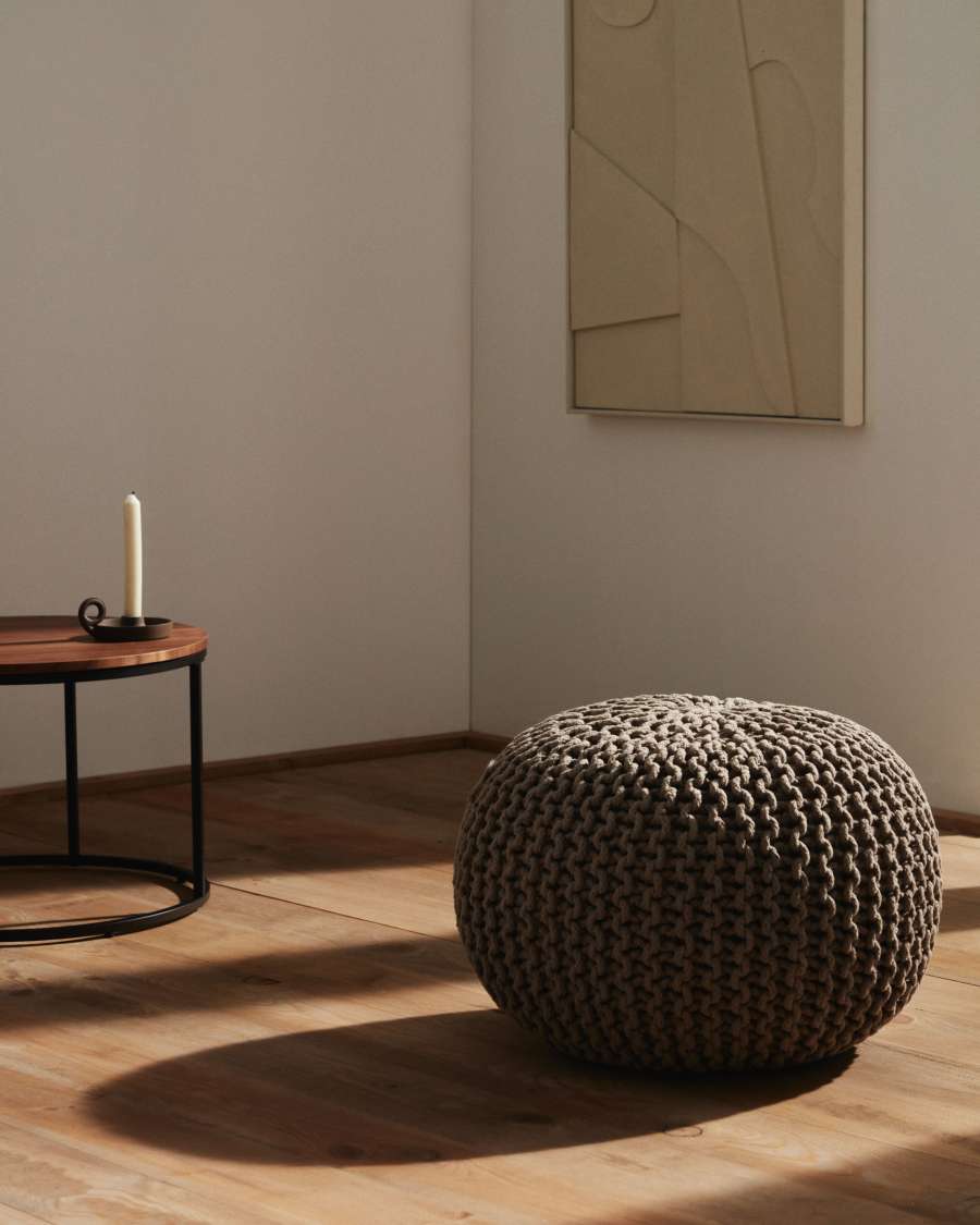Chloe runder Pouf 100% Baumwolle beige Ø 50 cm