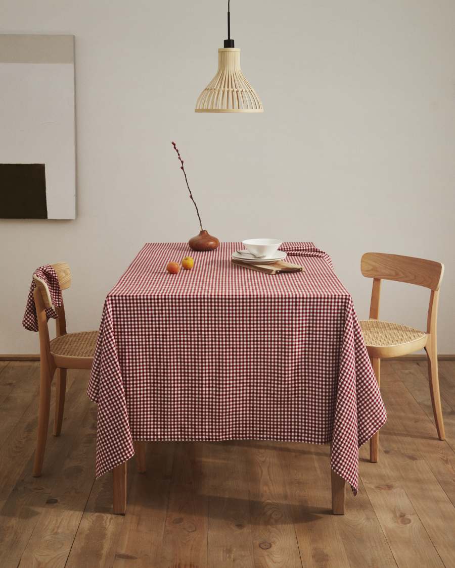 Lot de 2 serviettes de table Lusian 100% coton blanc et rouge