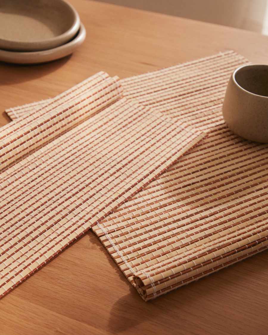 Tiziana set of 2 bamboo individual placemats with a natural brown finish