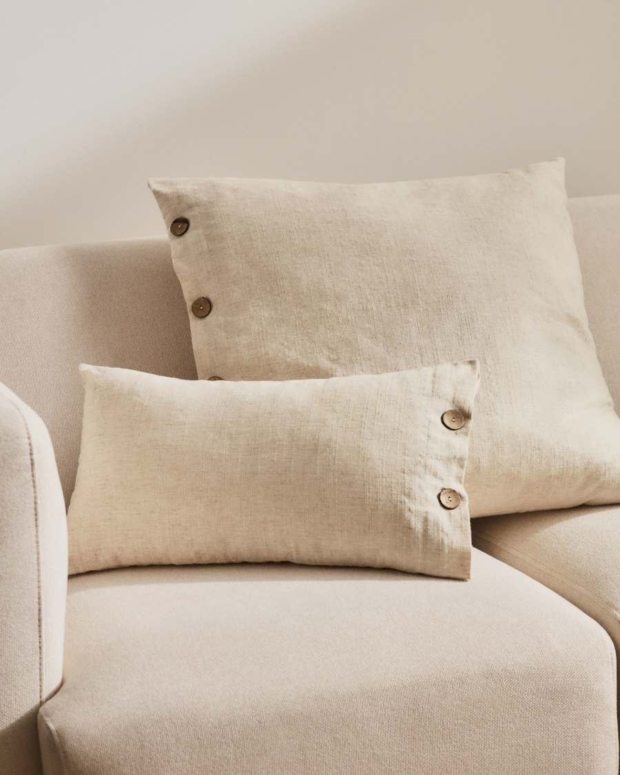 Funda coixí Ellmina 100% lli blanc 60 x 60 cm