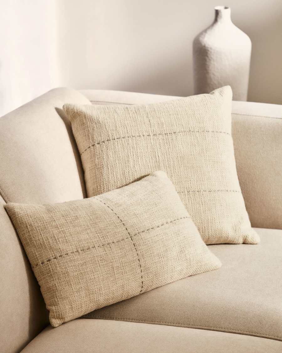 Housse de coussin Veiga 100% coton beige 45 x 45 cm