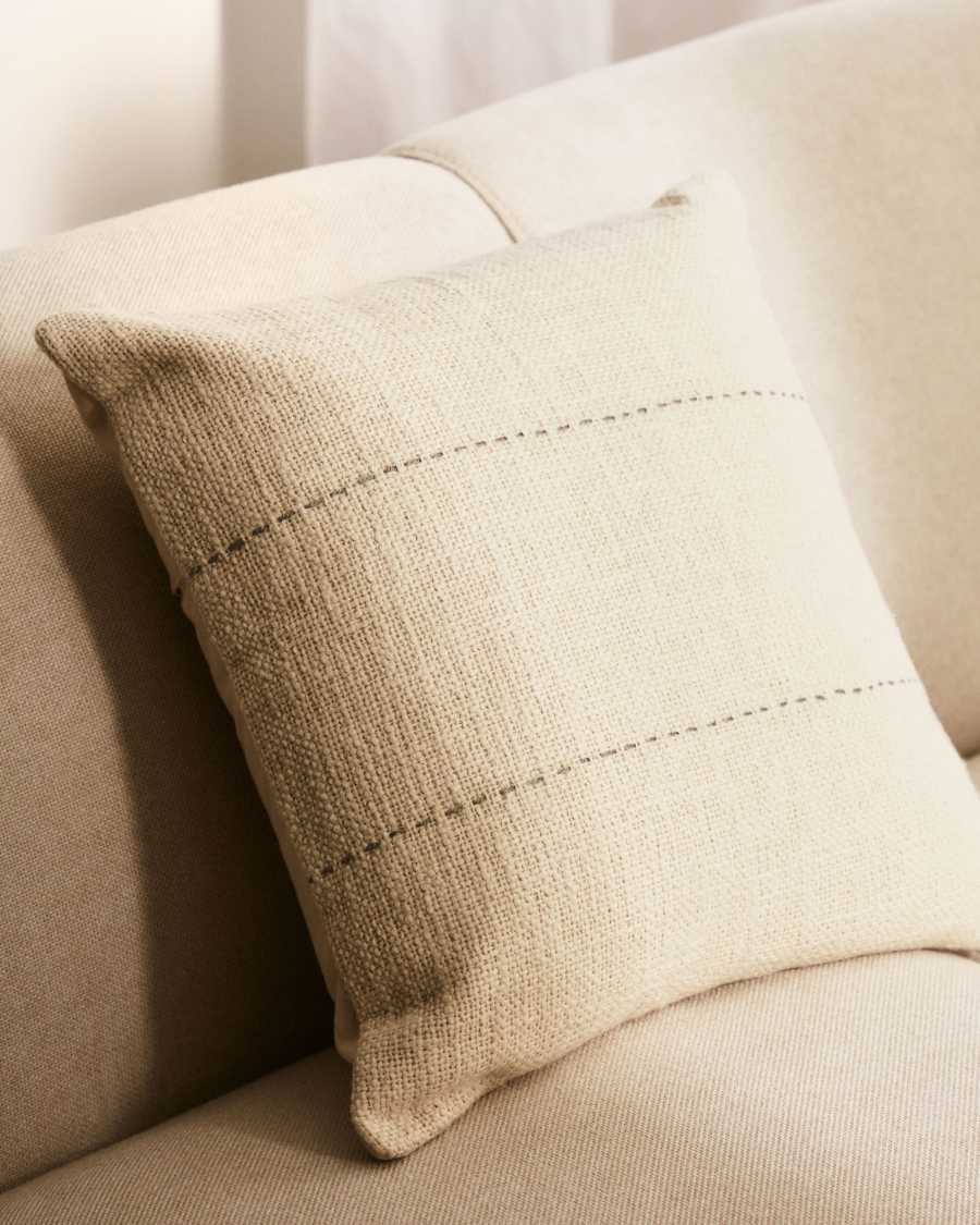 Housse de coussin Veiga 100% coton beige 45 x 45 cm