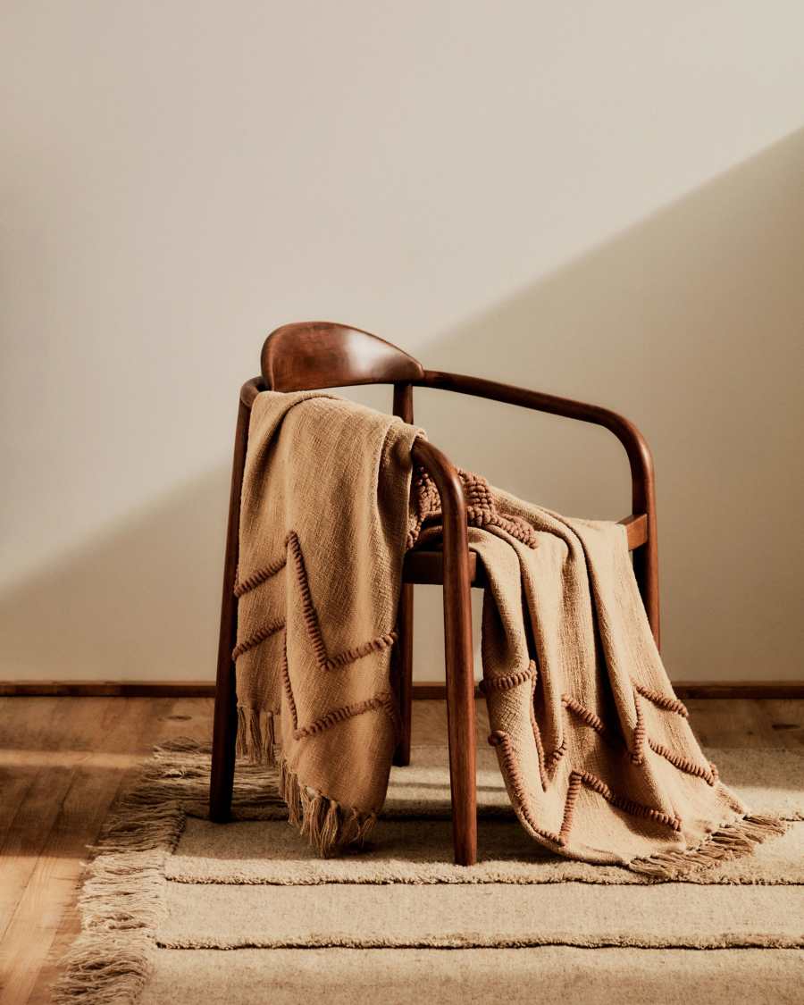 Genoveva blanket made from brown cotton, 125 x 150 cm