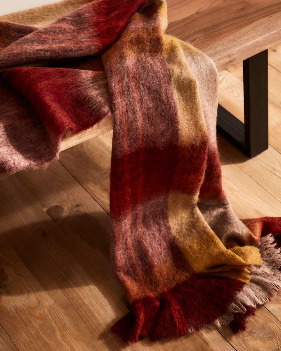 Galilea karierte Decke aus Wolle mehrfärbig 125 x 150 cm