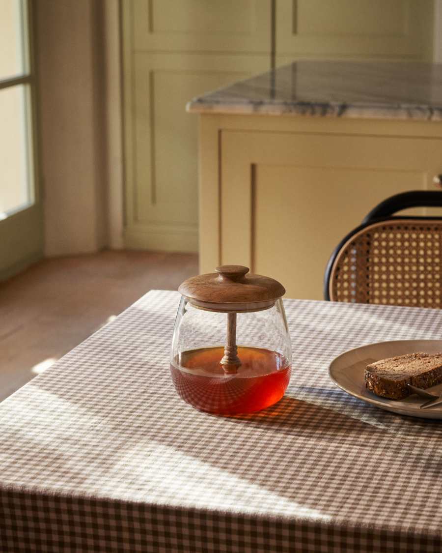 Pot à miel Euridici en verre et bois