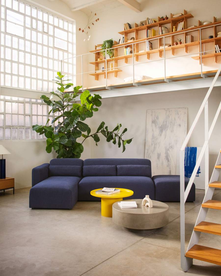 Tavolino rotondo Fleksa in metallo giallo Ø 72 cm