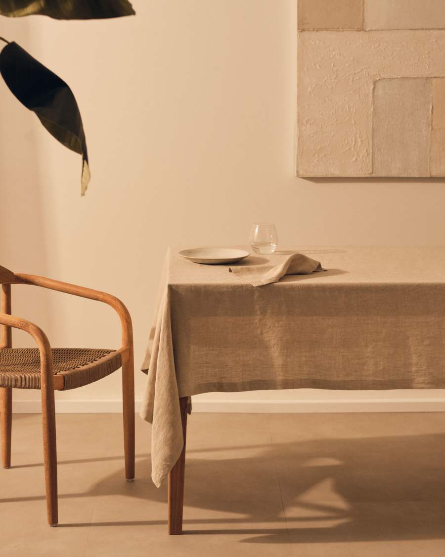 Pals 100% linen table cloth in beige, 170 x 250 cm