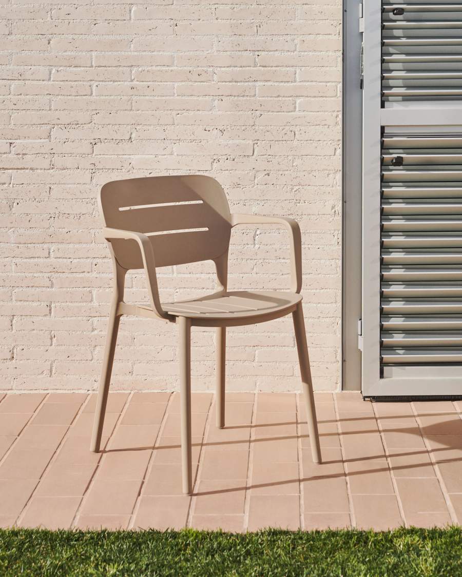 Sedia da esterno Morella in plastica beige