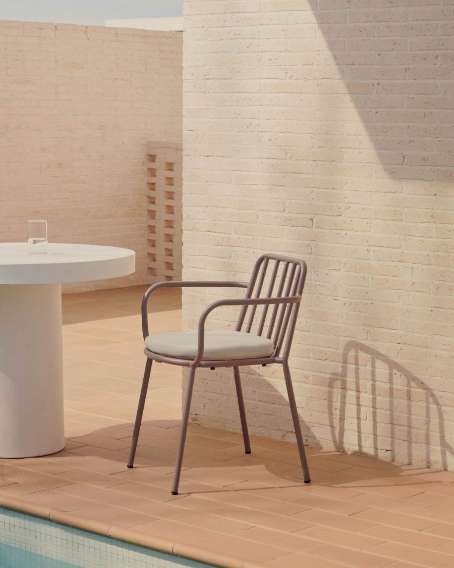 Bramant stapelbarer Stuhl aus Stahl mit Finish in Helllila