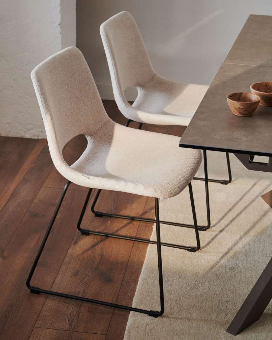 Zahara chair in beige with steel legs in a black finish FSC 100%