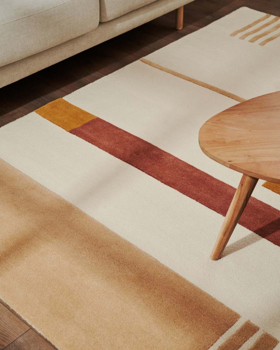 Cambrils 100% wool rug in beige and brown, 160 x 230 cm