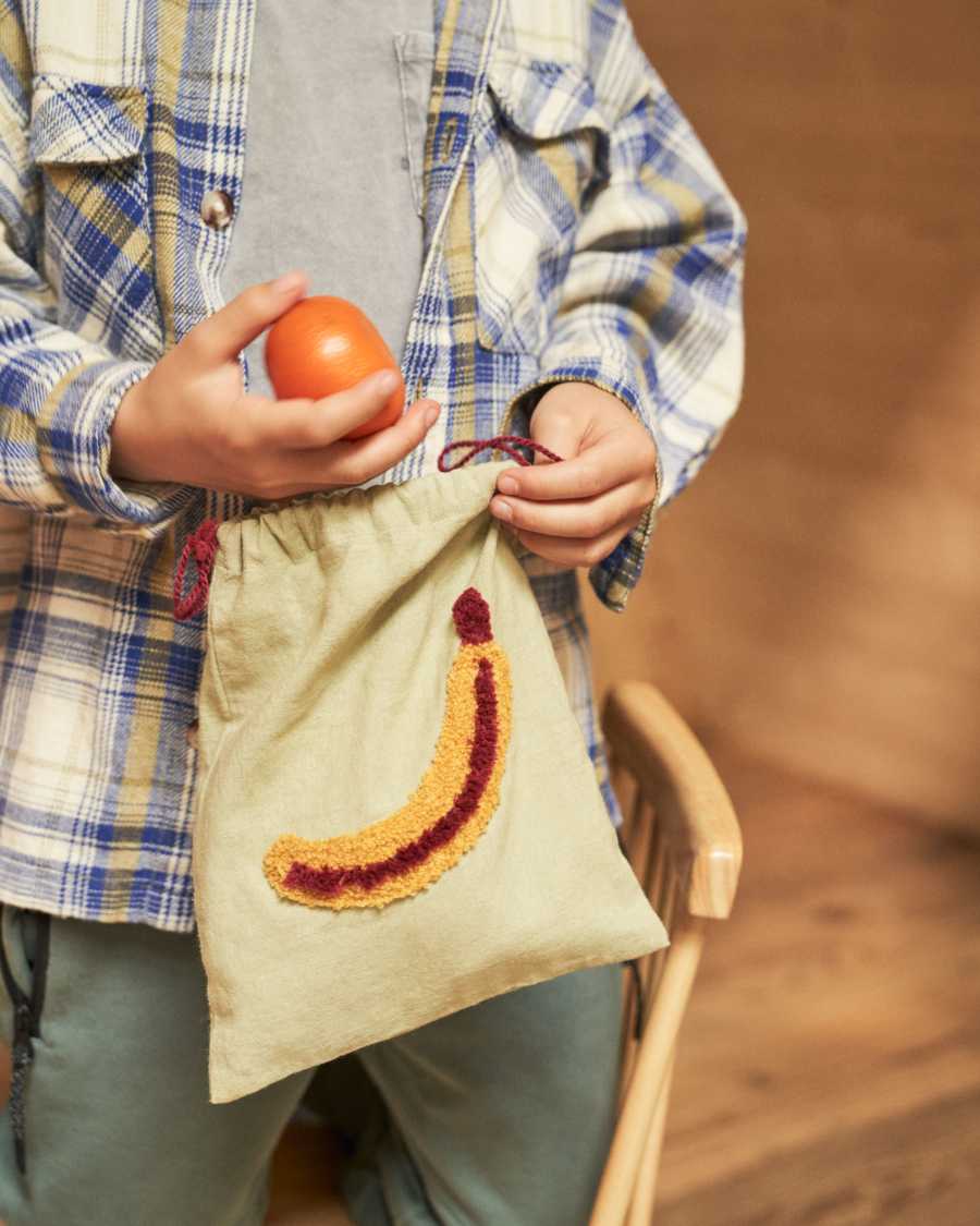 Amarantha set of 3 100% multicolour cotton afternoon snack bags with fruit prints
