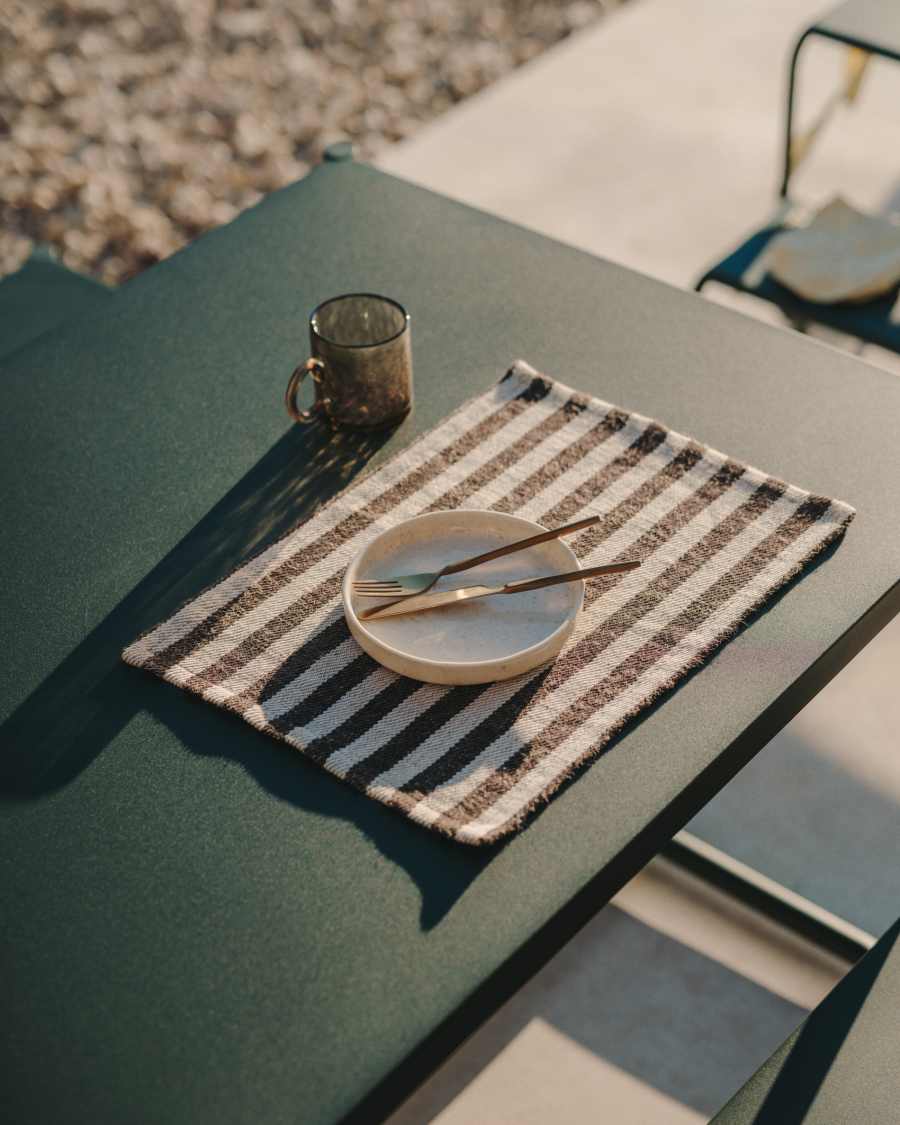 Set Selvana 2 tovaglie individuali in cotone a righe beige e marrone