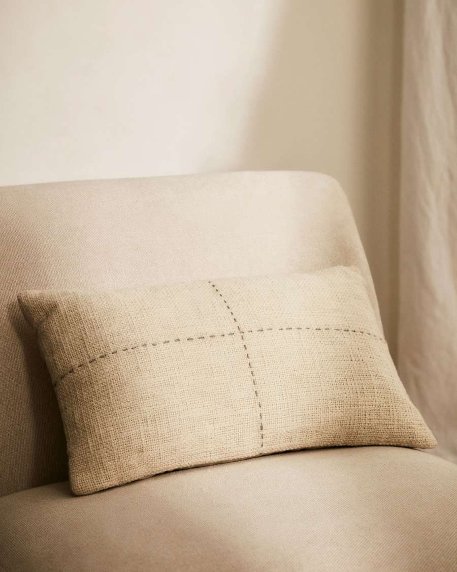 Housse de coussin Veiga 100% coton beige 30 x 50cm